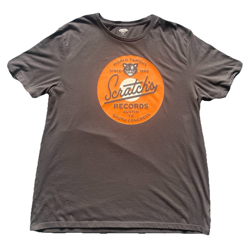 Men's Old Navy Gray XXL T Shirt Scratch’s Records World Famous Austin TX